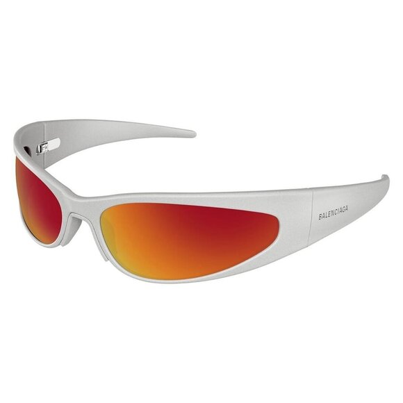 New Authentic  BALENCIAGA Extreme Silver Wraparound BB0290S 004 Sunglasses Women - Picture 1 of 5